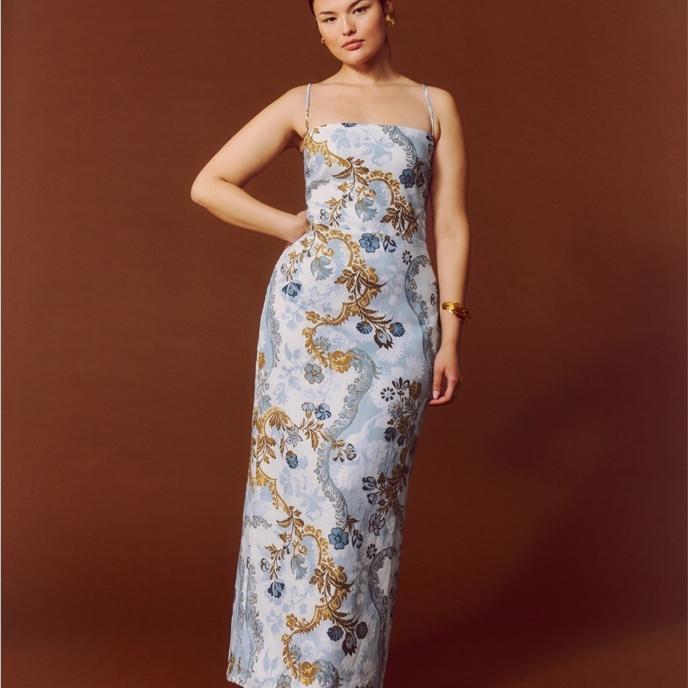 New REFORMATION Frankie Linen Dress in Reign Print NWT Wedding Women’s Size 2